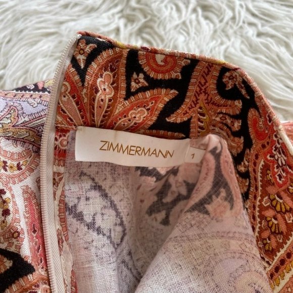 Zimmermann Botanica Chevron Paisley Print Linen Mini Dress - Picture 6 of 10